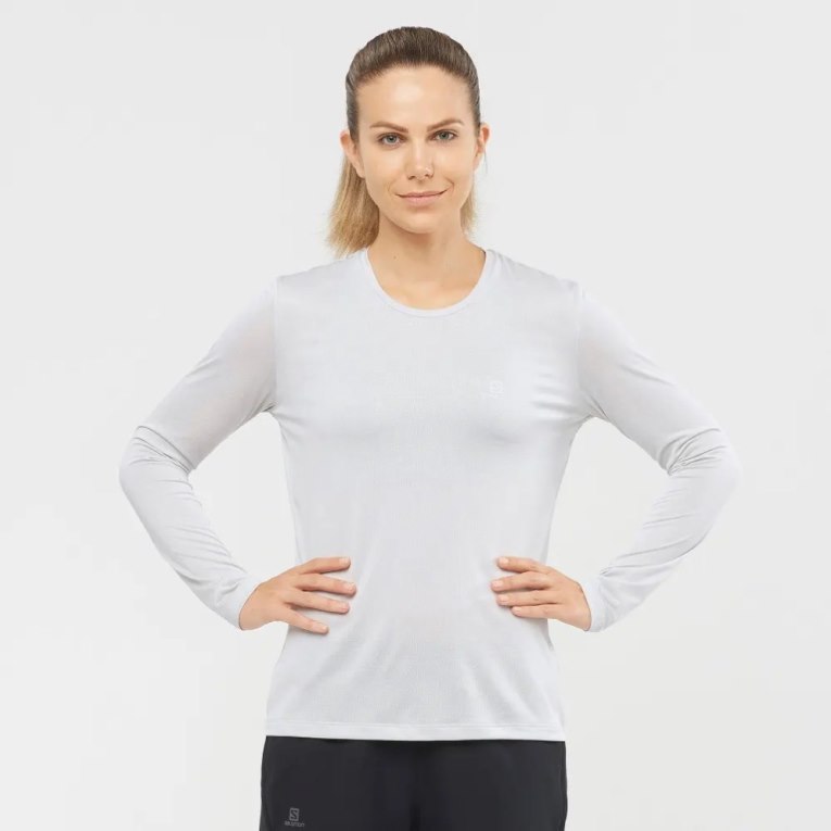 White Salomon Agile Long Sleeve Women\'s T-Shirts | IE SK2789